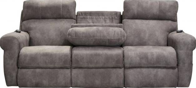 Catnapper® Tranquility Pewter Power Lay Flat Reclining Sofa with Drop Down Table and Matching Loveseat Set 0