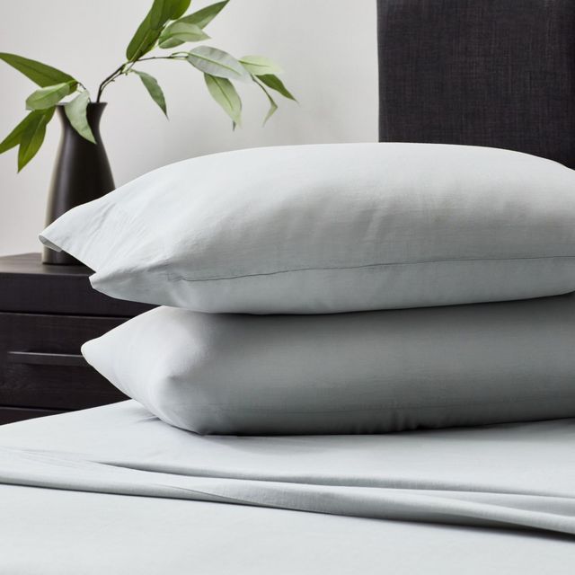 Malouf® Linen-Weave Cotton Fog Queen Pillowcases 2