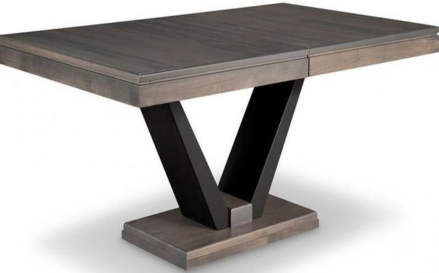 Handstone Portland Dining Table with Metal “V” Pedestal 