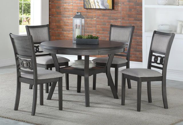 on time childhood have fun New Classic® Gia 5 Piece Grey Round Dining Table Set | Miskelly Furniture