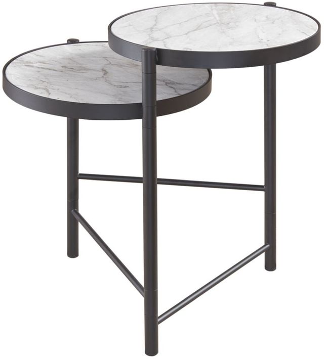 Signature Design by Ashley® Plannore Black/White Round End Table