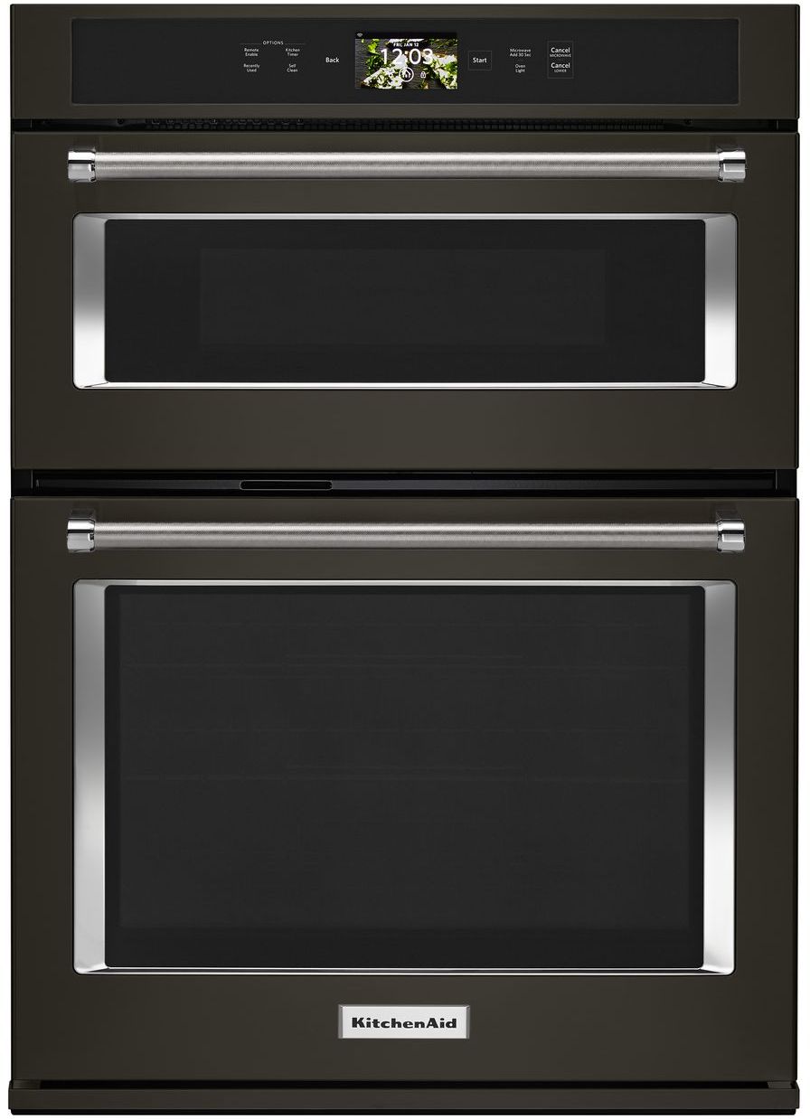 KitchenAid® 30" Black Stainless Steel with PrintShield™ Finish Smart Electric Built In Oven/Micro Combo