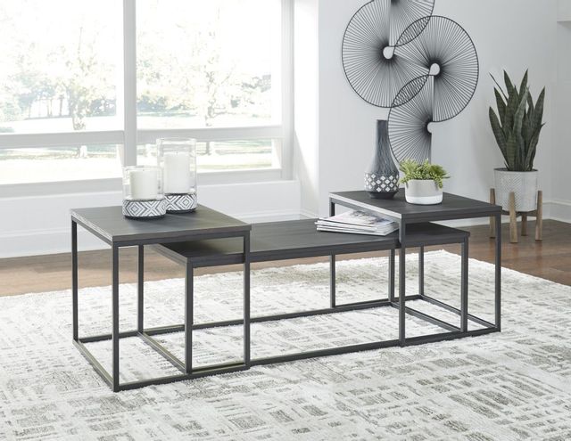 Signature Design by Ashley® Yarlow 3 Piece Black Occasional Table Set 3