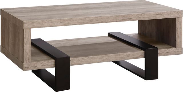 Coaster® Dinard Grey Driftwood Coffee Table With Shelf