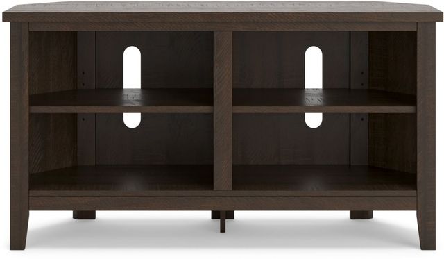 Signature Design by Ashley® Camiburg Warm Brown Corner TV Stand with 2 Shelves-1