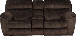 iAmerica Canyon Mocha Power Headrest with Lumbar Power Lay Flat Reclining Console Loveseat with Storage & Cupholders