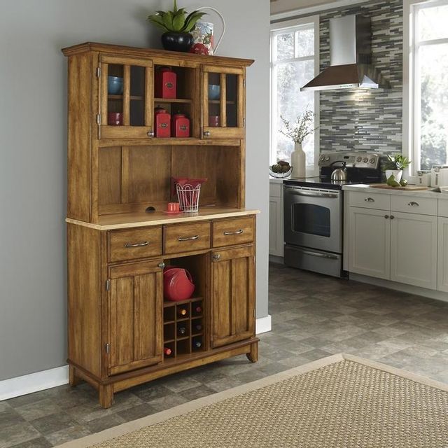 homestyles® Buffet Of Buffets Cottage Oak/Natural Wood Server with Hutch-2