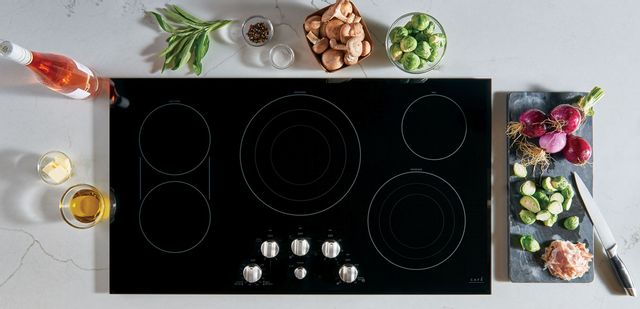 Café™ 36" Black / Brushed Stainless Electric Cooktop 7