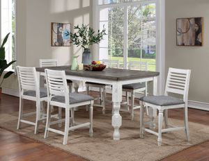 Furniture of America® Calabria 7-Piece Antique White/Gray Counter Height Dining Set