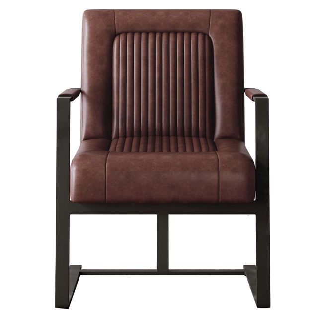 Jofran Maguire Dark Sienna Leather Sled Chair-1