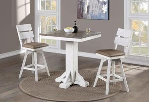 ECI Furniture La Sierra Distressed White/Grayish-Brown Pub Table