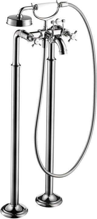 AXOR Montreux Chrome 2-Handle Freestanding Tub Filler Trim with Cross Handles and 1.8 GPM Handshower