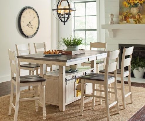 Jofran Inc. Madison County 7 Piece White High/Low Dining Table Set 7