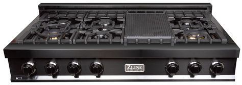 ZLINE Professional 48" Black Stainless Steel Gas Rangetop 0