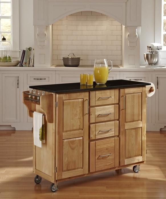 homestyles® Create-a-Cart Black Granite/Natural Kitchen Cart-1