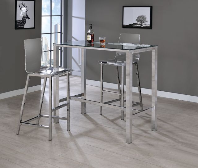 Coaster® Chrome Bar Table With Glass Top-2
