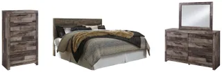 Benchcraft® Derekson 4-Piece Multi Gray Full Panel Bed Bedroom Set