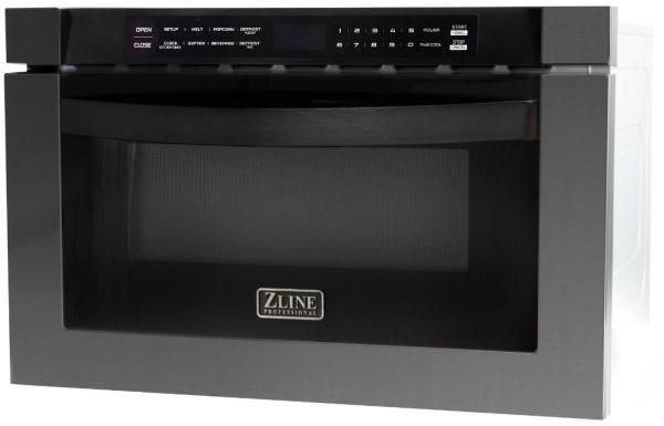 ZLINE Kitchen Package with Black Stainless Steel Refrigeration, 30" Dual Fuel Range, 30" Range Hood and Microwave Drawer-1
