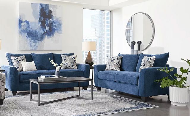 Sandia Heights Blue Sofa, Loveseat, and Matching Chair Set-0