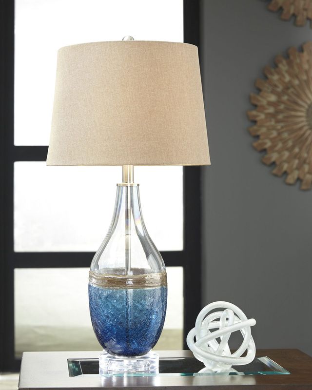 Signature Design by Ashley® Johanna Set of 2 Blue/Clear Table Lamps 3