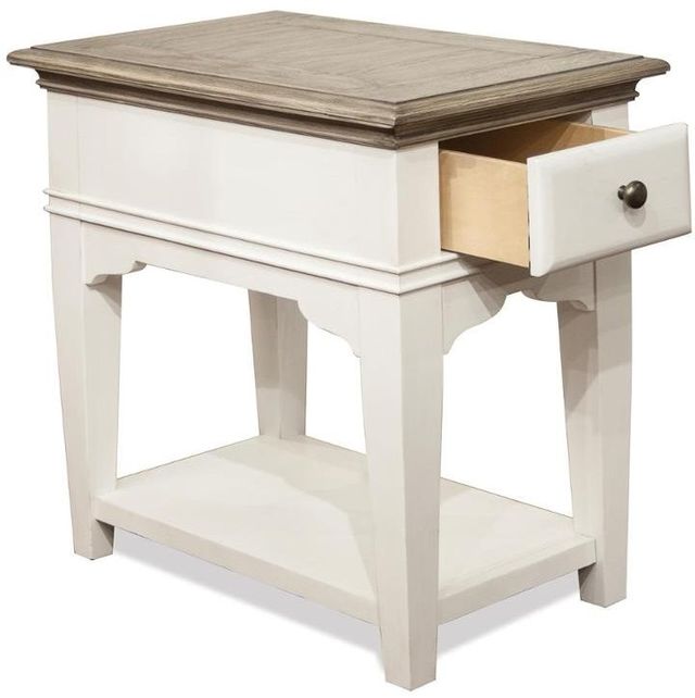 Riverside Furniture Myra Natural Chairside Table with Paperwhite Base-2