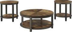 Signature Design by Ashley® Roybeck 3-Piece Light Brown/Bronze Occasional Table Set