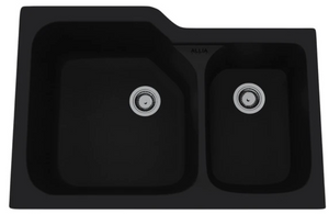 Rohl® Allia Series Matte Black Fireclay 2 Bowl Undermount Kitchen Sink