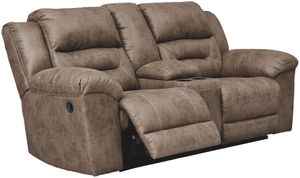 Signature Design by Ashley® Stoneland Fossil Double Reclining Loveseat with Console