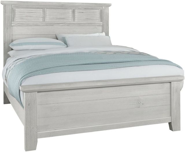 Vaughan-Bassett Sawmill Saddle Alabaster Two Tone King Louver Bed 0