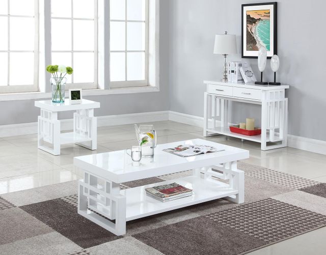 Coaster® Glossy White Rectangular Coffee Table High -2