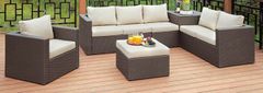 Furniture of America® Davina Brown/Beige 6-Piece Patio Sectional With Ottoman & Storage Set