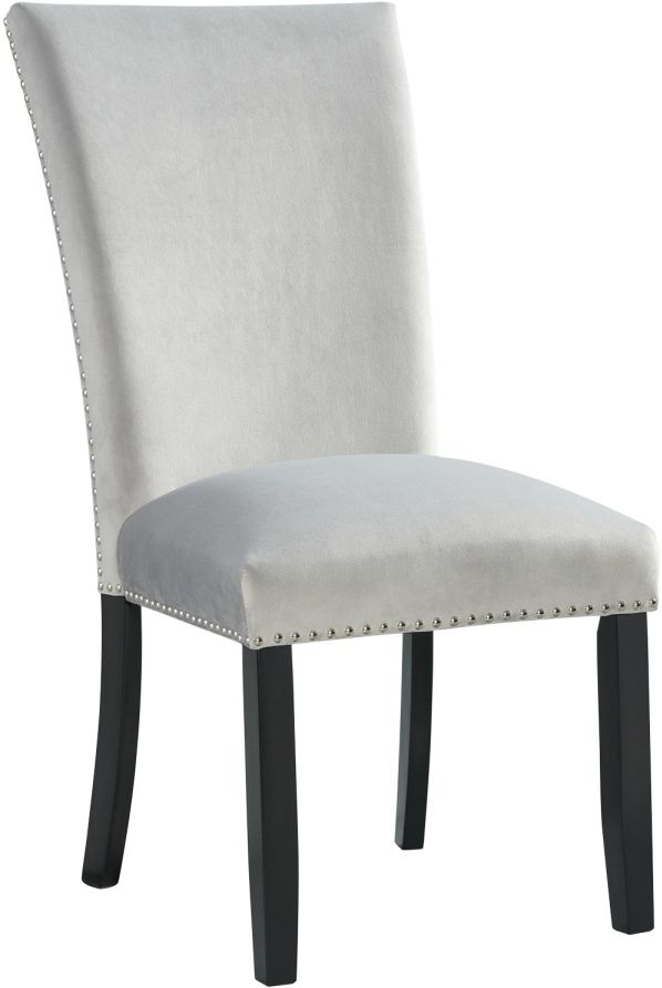 Elements International Francesca Gray Velvet Side Chair-3
