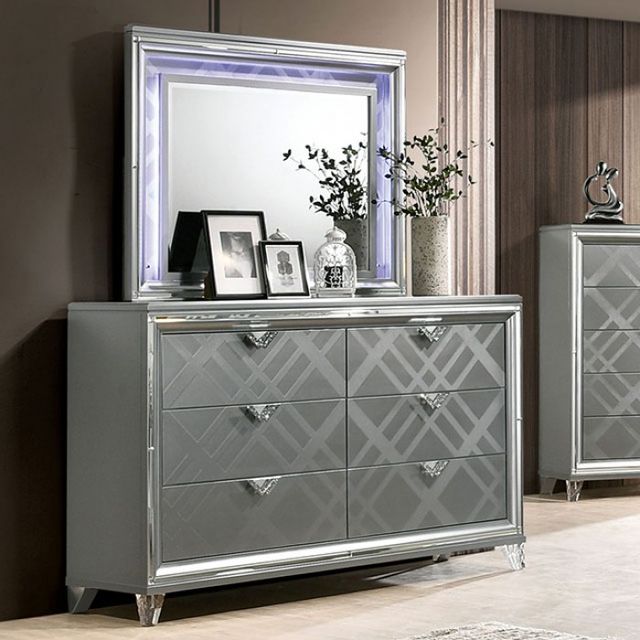 Furniture of America® Emmeline Silver Queen 4 Piece Bedroom Set 2