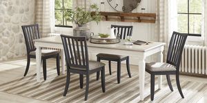 Hilton Head White Leg Dining Table and 4 Graphite Chairs