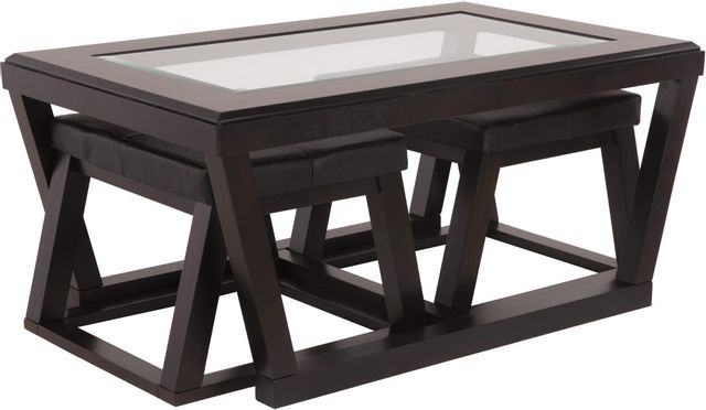 Signature Design by Ashley® Kelton Espresso Coffee Table with Two Nesting Stools-1