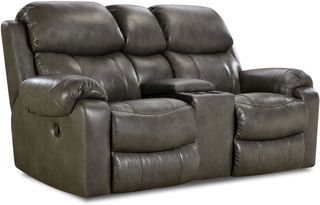 HomeStretch Hayden Light Grey Power Reclining Loveseat with Console