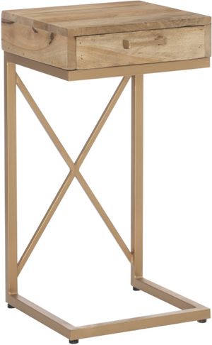 Powell® Cammie Natural C-Table with Gold Base