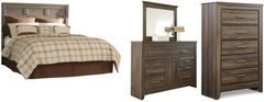 Signature Design by Ashley® Juararo 4-Piece Dark Brown King/California King Panel Headboard Bed Set