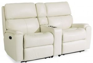 Flexsteel® Rio White Reclining Loveseat with Console