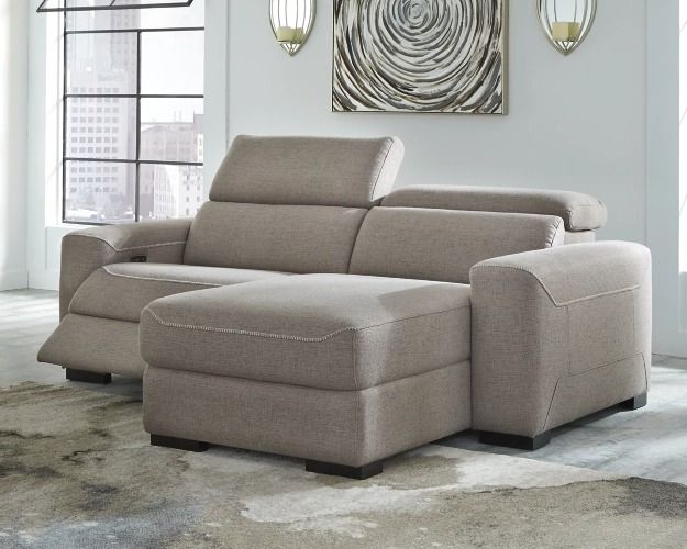 Signature Design by Ashley® Mabton 2-Piece Gray Left-Arm Facing Power Reclining Sectional with Chaise-3