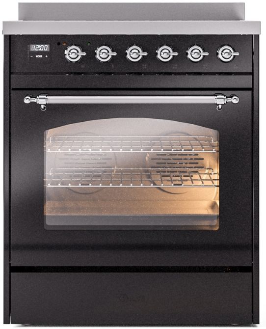 Ilve Nostalgie Ii 30 Glossy Black Freestanding Induction Range Big