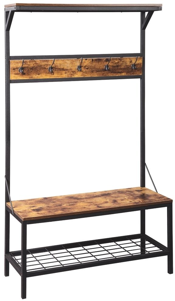 Signature Design by Ashley® Bevinfield Antique Brown Hall Tree with Storage Bench