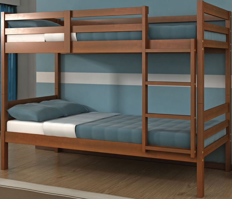 Donco Trading Company Light Espresso Twin/Twin Econo Bunk Bed With Dual Under Bed Drawers
