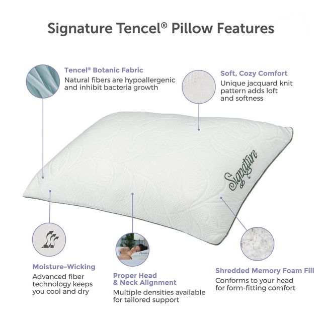 Protect-A-Bed® Naturals White Signature Lavish TENCEL® Standard Pillow 2