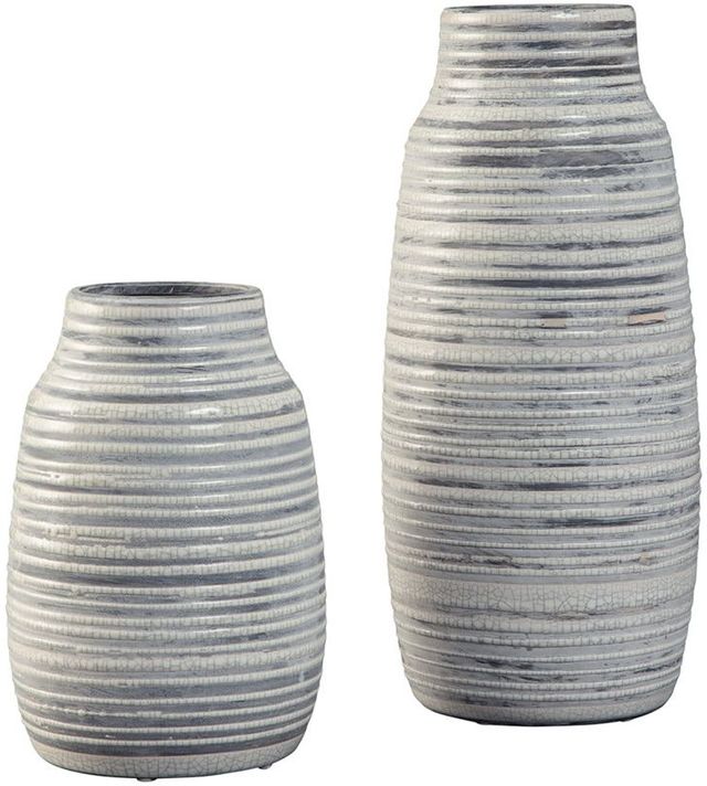 Signature Design by Ashley® Donaver Set of 2 Gray and White Vase-0