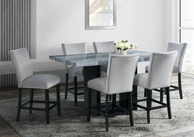 Elements International Valentino Grey/Black Counter Height Dining Table-2