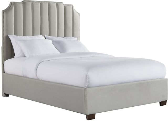 Elements International Harper Gray King Upholstered Bed-0