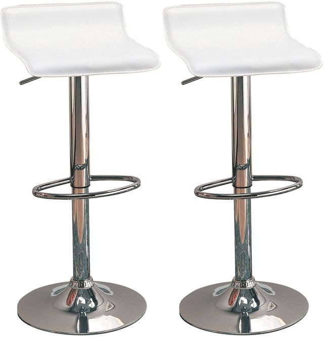 Coaster® Bidwell Set of 2 White/Chrome Upholstered Bar Chairs-0