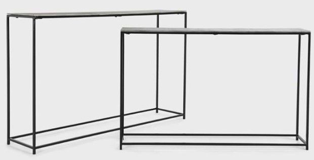Classic Home Melanie 2-Piece Gray Console Table Set with Black Base