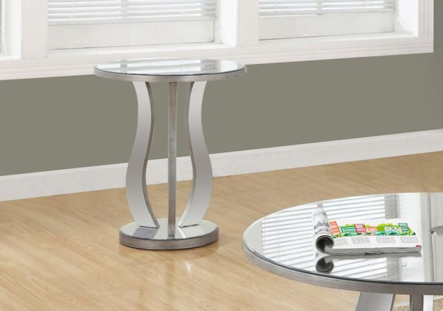 Monarch Specialties Inc. Brushed Silver 20" Mirror Accent Table 3